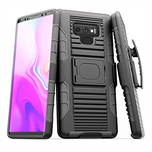 Stronden Galaxy Note 9 Case with Belt Clip - Holster Case (Rubberized Grip) Slim Fit Protective Case with Kickstand, Combo Shell Holder for Samsung Note 9 (Black)