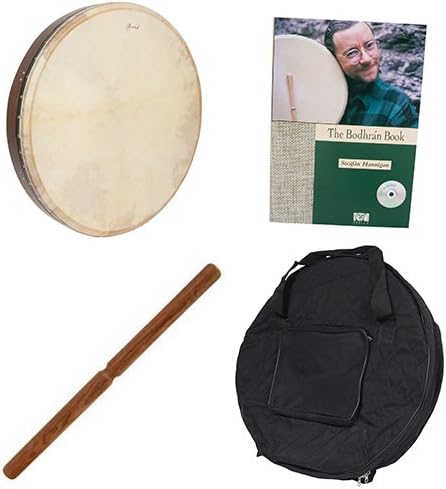 Roosebeck Tunable Sheesham Bodhrán Cross-Bar 26-by-3.5-Inch Deluxe Package w/Gig Bag, Tipper & Bodhran Instruction Book & CD