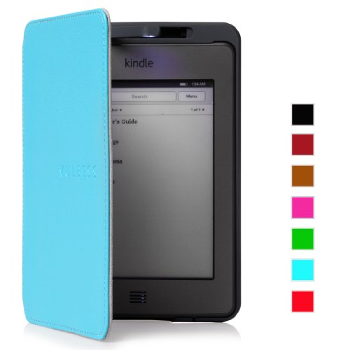 Mulbess - Mulbess Amazon Kindle Touch Lighted Genuine Leather Case Cover with Built-in-led Light (Blue)