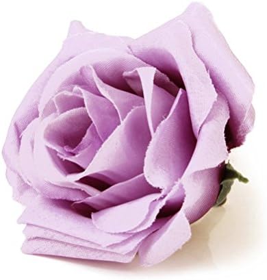 Hdecor Silk Cream Roses Flower Head (Purple)
