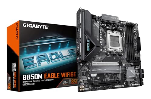 GIGABYTE B850M Eagle WIFI6E Placa Base - Procesadores AMD Ryzen Serie 9000, VRM Digital de 8+2+2 Fases, hasta 8200MHz DDR5 (OC), 1xPCIe 5.0 + 1xPCIe 4.0 M.2, Wi-Fi 6E, LAN 2.5GbE, USB 3.2 Gen 2