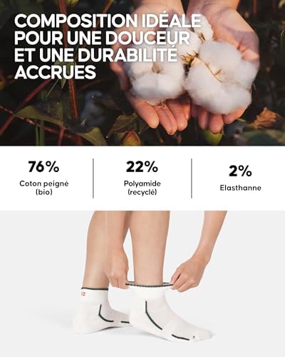 Chaussettes Sport en Coton, Lot de 3 ou 6, Multicolore (2x Noir, 2x Gris, 2x Blanc), 39-42