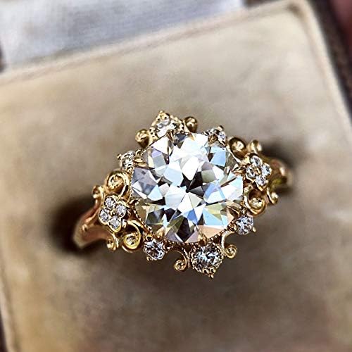 Peranee Shop 925 Sliver Gold Plated Round Moissanite Engagement Wedding Ring Queen Wholesale (9)