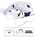 MagniPros-LED-Illuminated-Headband-Magnifier-Visor-with-Bonus-Cleaning-Cloth-and-5-Detachable-Lenses-1X-15X-2X-25X-35X-Upgraded-Version-Hands-Free-Head-Worn-Lighted-Magnifying-Glass