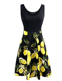 Simier Fariry Vestido floral con cuello redondo y bolsillos para el trabajo o casual.