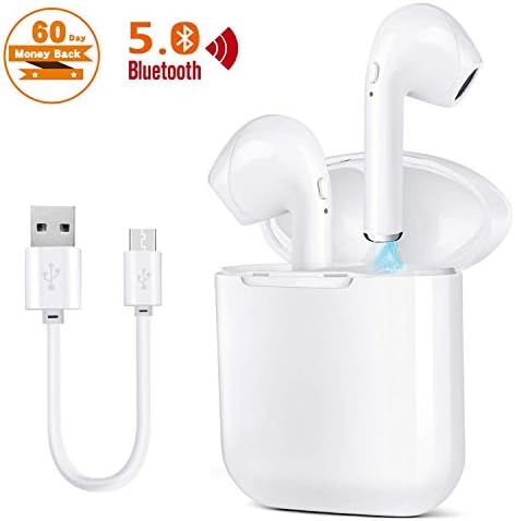 Botee Wireless Earbuds Bluetooth Headphones 2019 New Version Wireless Earbuds Bluetooth 5.0 In-Ear Mini Headphones with HD Mic-Running Headphones Compatible for all Bluetooth Devices … (White)