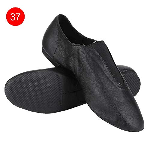 Alomejor 1 Pair Jazz Shoes PU Leather Latin Shoes Girls Women Black Soft Split Sole Jazz Shoes Dance Shoe Black(37)