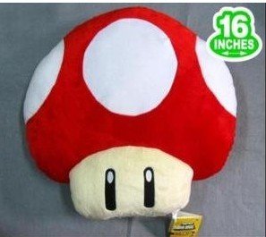 super Mario Bros Brothers Red Mushroom Cushion Pillow 16" super big