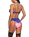 Avidlove Women Lace Lingerie Set with Garter Belts Teddy Babydoll Bodysuit Dark Blue M