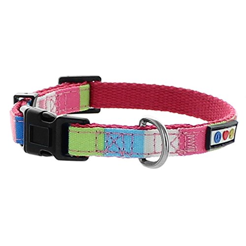 Pawtitas Pet / Puppy Soft Training Adjustable Multicolor Dog Collar Small 5/8 Inch Pink / White / Teal / Green