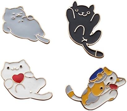 Xumengwu 4pcs/set Black Brown White Cats Charms Brooch for Clothings Bags Girl Gift (Black)
