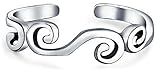 Sterling Silver Swirl Midi Ring Adjustable Scroll Toe Rings