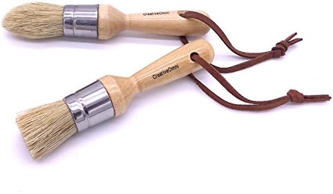 Chalk and Wax Brush Set – 2 Pcs | With Real Wooden Ergonomic Handle | Designed for Painting and Waxing | Ultra-Soft Boar Hair Bristle | Easy to Clean | Best for DIY and Decoration | Creative Omni