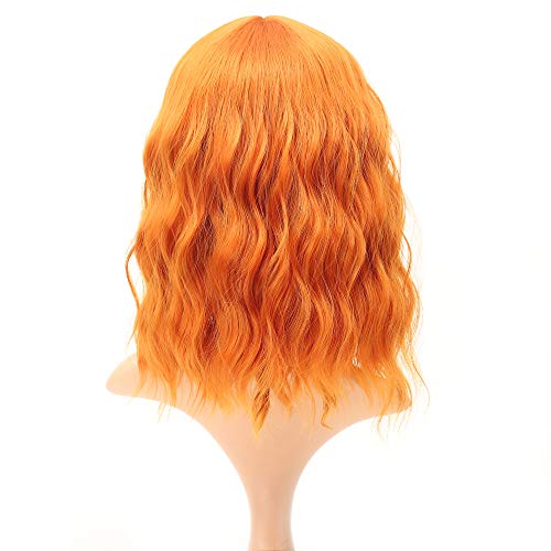 image for VCKOVCKO Ginger Yellow Wigs Natural Wavy Wig With Air Bangs Colorful S