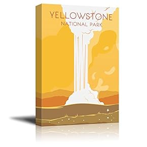 Canvas Wall Art - Yellowstone Travel Illustration Canvas Art - Giclee Print Gallery Wrap Modern Home Art Ready to Hang - 12x18 inches