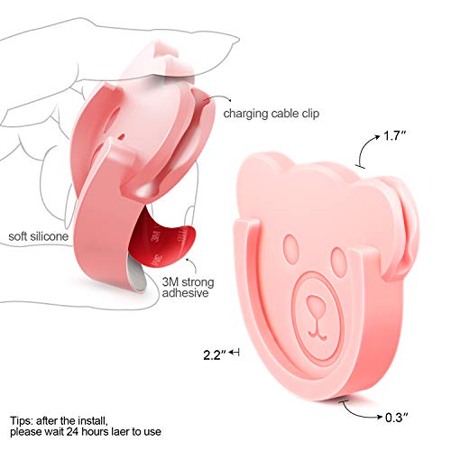 Car Grips Mount for Phone Stand Cute Bear Style Silicone Phone Holder with Phone line Clasp for Collapsible Grip/Socket Mount User Used on Dashboard, Home, Office, Kitchen, Desk, Wall (Pink) 3 Pack