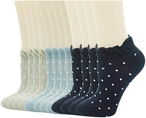 Womens Low Cut Socks Retro Mesh Cotton No Show Trim Frill Ankle Socks 6 Pack