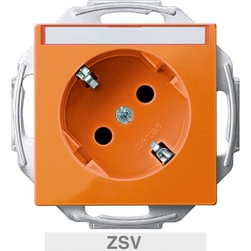 Merten MEG2372 0302 SCHUKO Steckd. F. Special Stripes KR. 45 Degrees. Schriftf, BRS, STK, ZSV, Orange, SYS. M