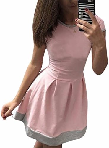 HN Ladies Women Summer Casual Bodycon Evening Party Cocktail Short Dress (M, Pink)