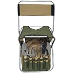 Picnic Pack 9-Piece Gardening Tool Kit with Foldaway Stool with Backrest and Detachable Tote