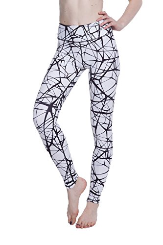Women s Compression Pants (Tangled Black - S) Best Full Leggings Tights for Running, Yoga, Gym by CompressionZ
