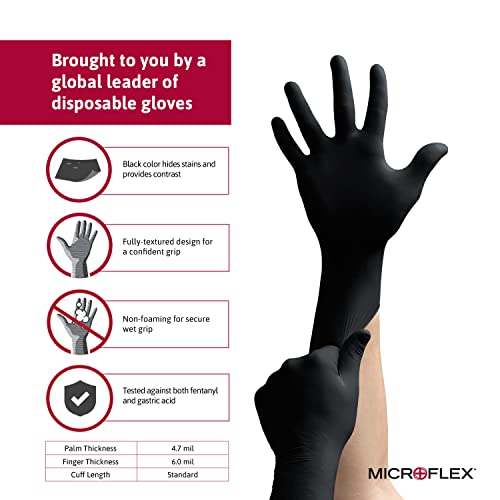 Microflex MidKnight MK296 Disposable Nitrile Gloves for Automotive