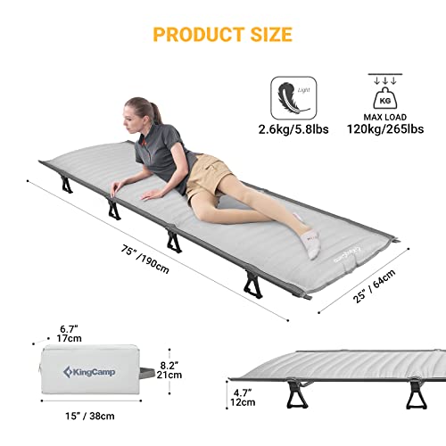 KingCamp Ultralight Camping Cots Inflatable Folding Cot Sturdy Portable