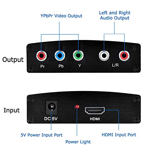HDMI to Component YPbPr 5RCA RGB + R/L Converter V1.4 with R/L Audio Output Support for MacBook TV Blu-Ray DVD PS4 DVD, PSP, Xbox 360,Amazon Fire TV