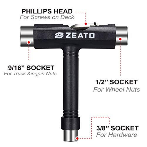 Zeato AllinOne Skate Tools MultiFunction Portable Skateboard T Tool