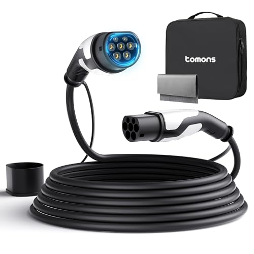tomons Type 2 Charging Cable, 22KW 7M 32A 3-Phase, Electric Car Type 2 for EV/PHEV, Type 2 to Type 2 EV with Carry Bag and Microfibre Cloth for Model S/3/X/Y, ID.3, ID.4