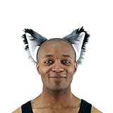 Pawstar Furry Fox Ears Headband Wolf Halloween Costume Adult - Gray