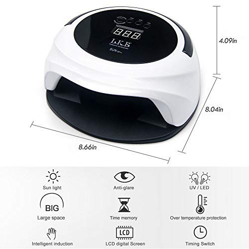UV Led Light for Gel Nails,LKE Nail dryer UV Nail Lamp 54w for Nail Art Accessories Nail Polish Kit DIY - Thumbnail 2