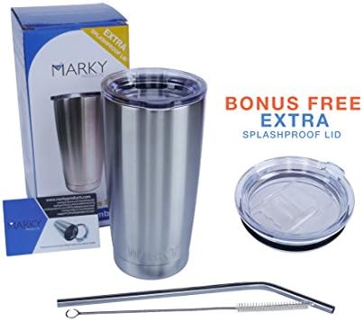 Romatlink 20 oz Vacuum Insulated Stainless Steel Tumbler with Compatible Lid, 20oz, Silver