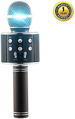 Karaoke Microphone Wireless with Bluetooth Speaker for iPhone Android PC Smartphone Portable Handheld Microphone for Singing Recording Interviews or Kids Home KTV Party - Black