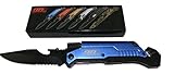 NEW Rogue River Tactical Knives Best Blue 6-in-1 Multitool Survival Pocket Knife with Magnesium Fire Starter, LED Flashlight Bottle Opener Seat Belt Cutter and Windows Breaker