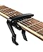 YMC Single-handed Guitar Capo Quick Change for Electric or Acoustic 6-String Guitar with 6 Picks,Guitar Strap Lock- Black
