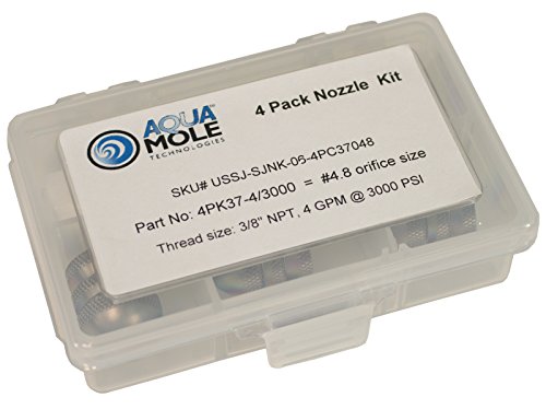 3/8" NPT Button Nose Sewer Jetter Nozzle 4 Piece Set 4.0 GPM 3000 PSI 4.8 Orifice