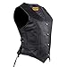 Women Long Cut Black Leather Motorcycle Vest with Braid on Front and Back (M)