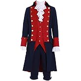 SFWXCOS Men's Colonial Military Costume Musical Hamilton Alexander Blue Tailcoat Jacket George Washington Costume