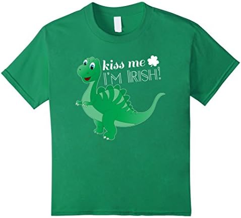 Kids Kiss Me I'm Irish Saint Patrick's Day Cute Dinosaur T-Shirt 6 Kelly Green