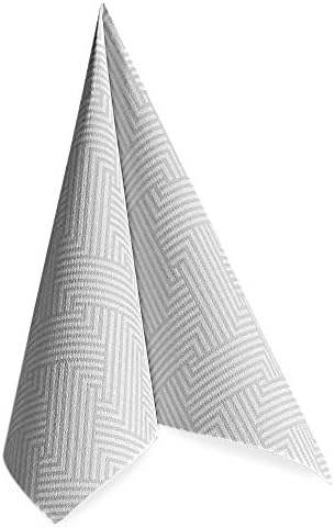 Linen-like Paper Disposable Napkins, 50 Pack, Premium Quality, looks and feels like Cloth, Royal Collection, "Cottone Dinner design" 1/4 - Fold, 16" x 16" (Class White)