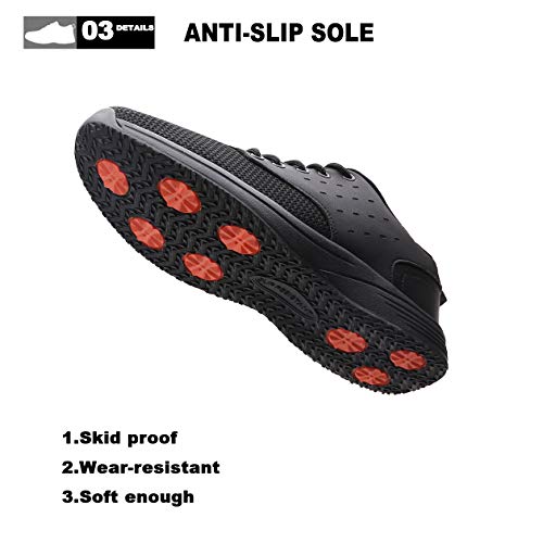 EXEBLUE Kitchen Shoes for Men Slip on Sneakers Slip Resistant Comfortable Lightweight Work Shoes Black