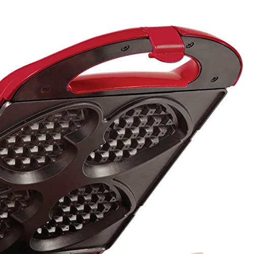 Holstein Housewares NonStick Heart Waffle Maker, Red Makes 4 Heart
