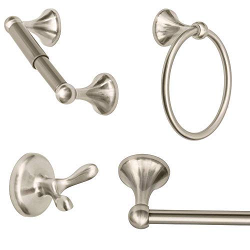 5 Piece Contemporary Bathroom Hardware Accessories Set With 24" Towel Bar- (Satin Nickel) - Thumbnail 5