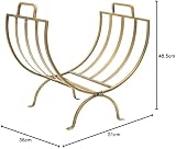Ivyline Linear Log Basket Brass Curved Design Handles Fireplace Wood Cradle view 3