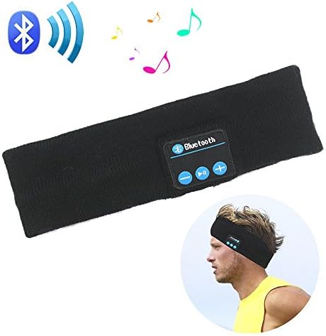 Rwesion Wireless Bluetooth Stereo Headband Headphones Headset Earbuds Sport Running Yoga Sleeping Headband Black (Black)