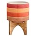 Amazon Brand – Rivet Mid Century Modern Ceramic and Bamboo Planter Flower Pot with Stand - 10.25 Inch, Red and Orange