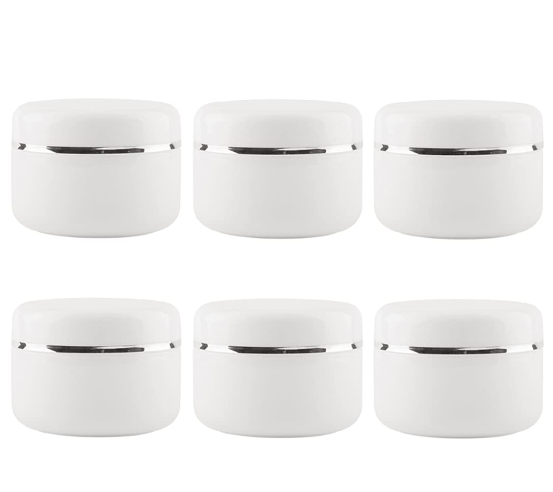 VASANA 6Pack 8Oz(250g) White Plastic Jar with Dome Screw Lid and PP Inner Empty Refill Make-up Cosmetic Jars Eye Shadow Face Cream Lip Balm Lotion Storage Container Case