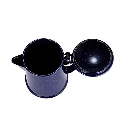 Xena Enamelware Stainless Steel Blue Speckled Coffee Percolator Camping Outdoor 100% BPA Free Metal Cookware, 1.2L Liter 5 Cup 8.5 x 6 Inch BBQ Hunting Accessories Bar BQ Backpacking Gear