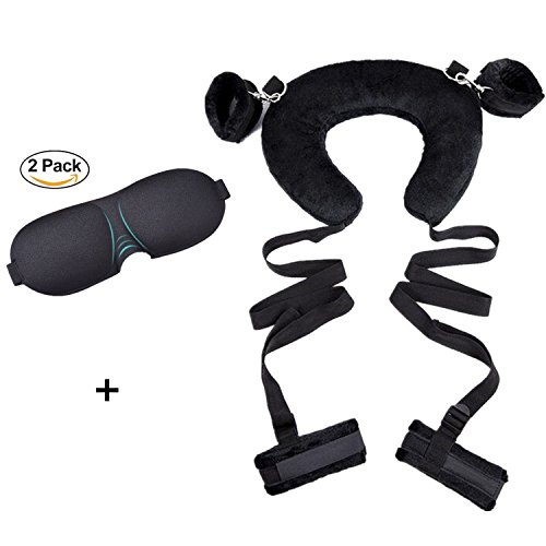 Blindfold Sleep Mask+Wrist & Leg Wrist Cuffs Strap with pillow for Nylon Handcuffs Leg Wrist Strap
